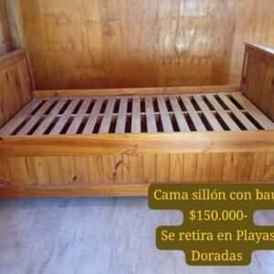Cama sillón con baúl de madera maciza